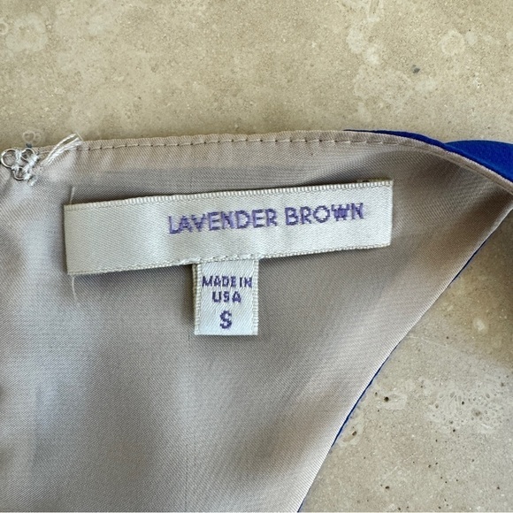 Lavender Brown Cobalt Blue Sleeveless Mini A Line Womens Size S Silk Pockets - Picture 13 of 15